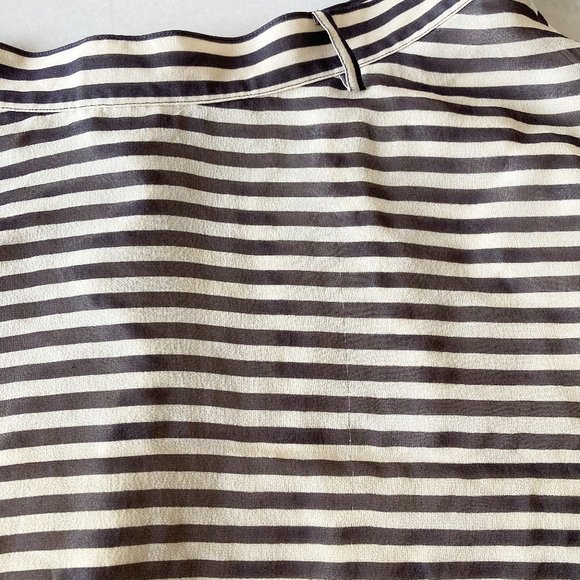 Club Monaco Denise skirt, 100% silk, cream / grey striped A line circle skirt - Picture 8 of 9